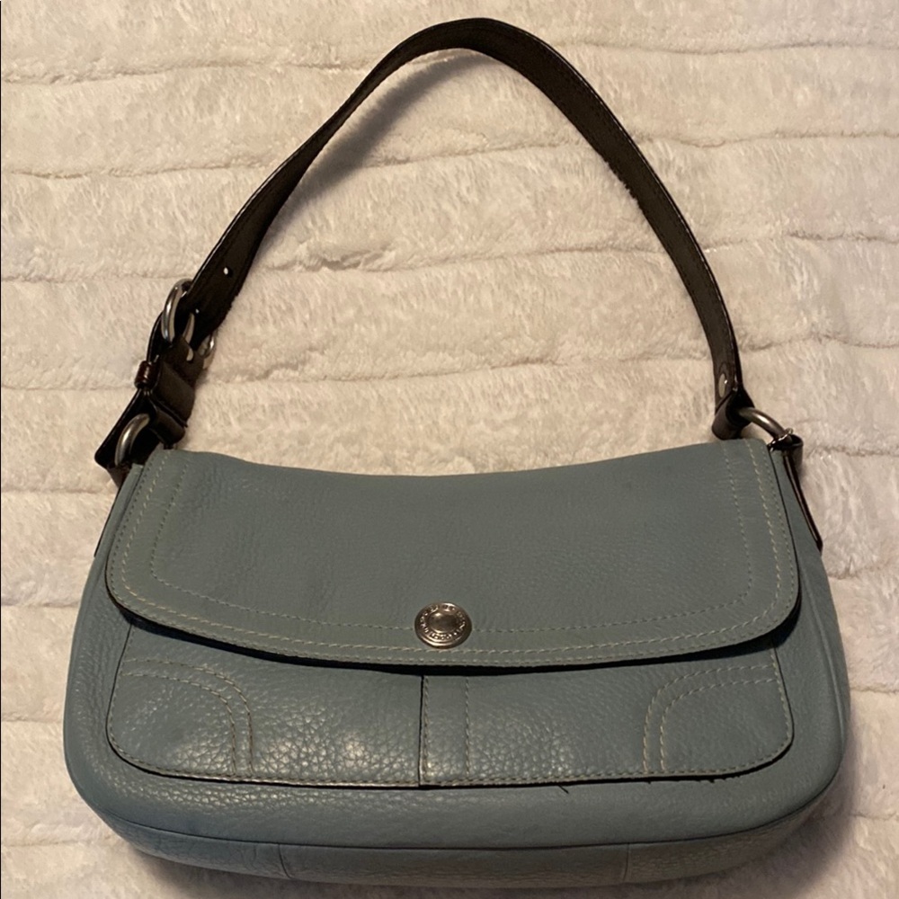 Coach Chelsea blue pebbled leather shoulder bag